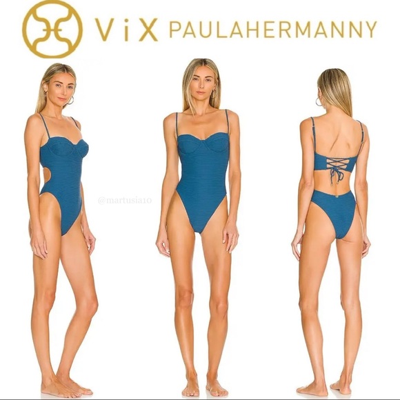 Vix Other - COPY - Vix Swimwear Dune Corsage One Piece In Blue S 214$